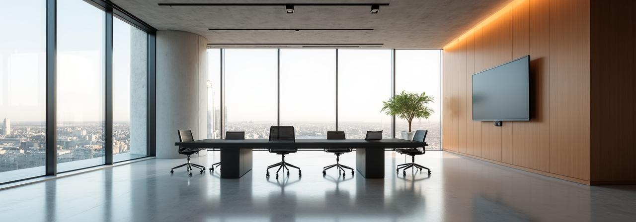 Modern consulting office with soft lighting