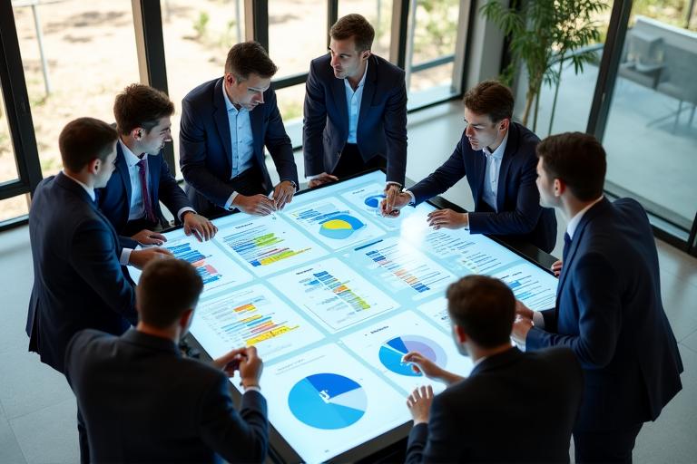 Collaboration around a sleek conference table